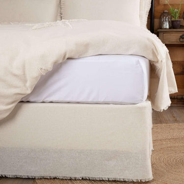 Burlap Vintage/Antique White/Natural Fringed Bed Skirts VHC Brands - The Fox Decor